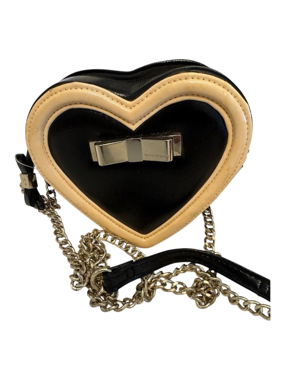 NWOT Victoria Secret Black & Cream Limited Addition Heart Bag Crossbody